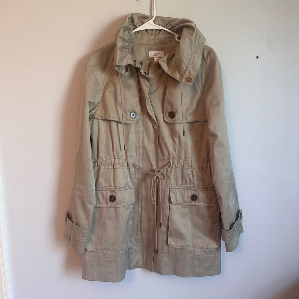 Loft Utility Trench Spring Coat Khaki Womens S